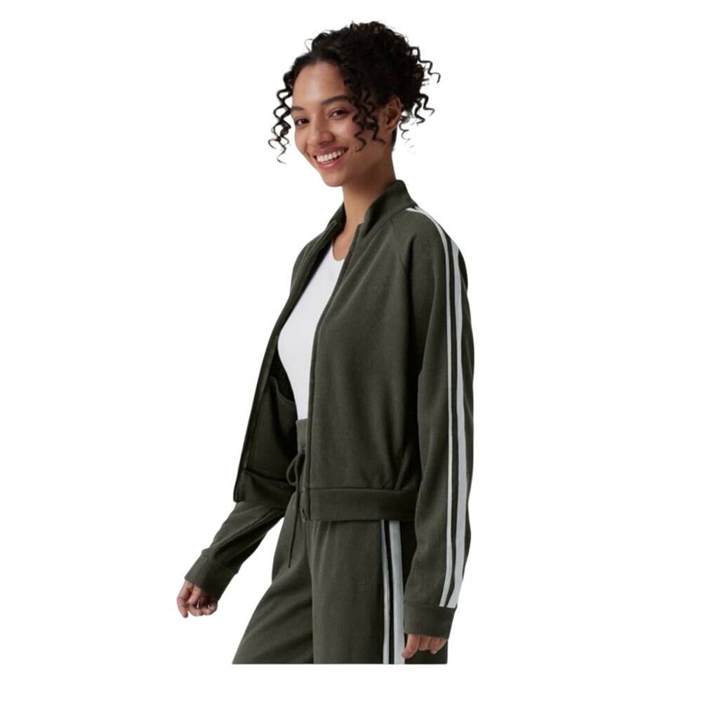 Halara Ribbed Stand Collar Long Sleeve Zipper Color Block Casual Jacket Medium